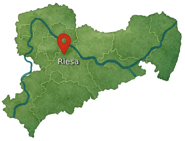 Karte Sachsen mit Pin auf Riesa