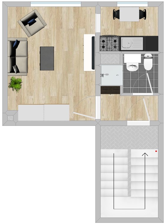 Sanierte 1-Raum-Wohnung