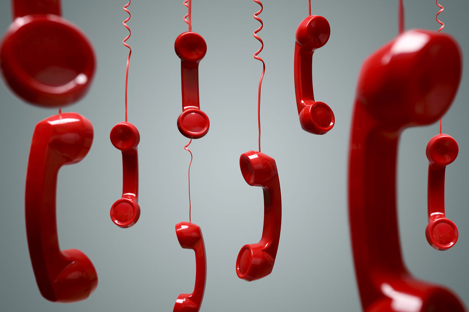 hängende rote Telefonhörer